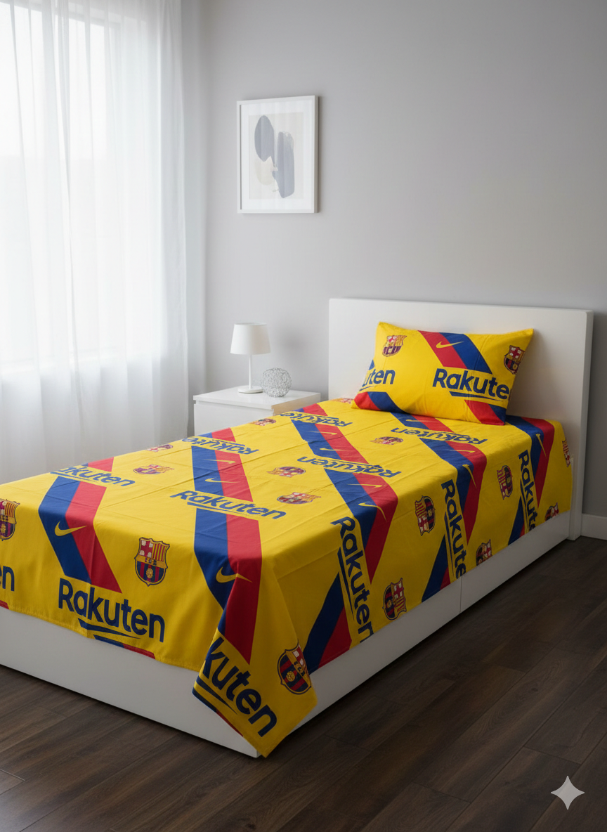FC Barcelona™ Luxury Yellow Single Bedsheet – Rakuten Edition