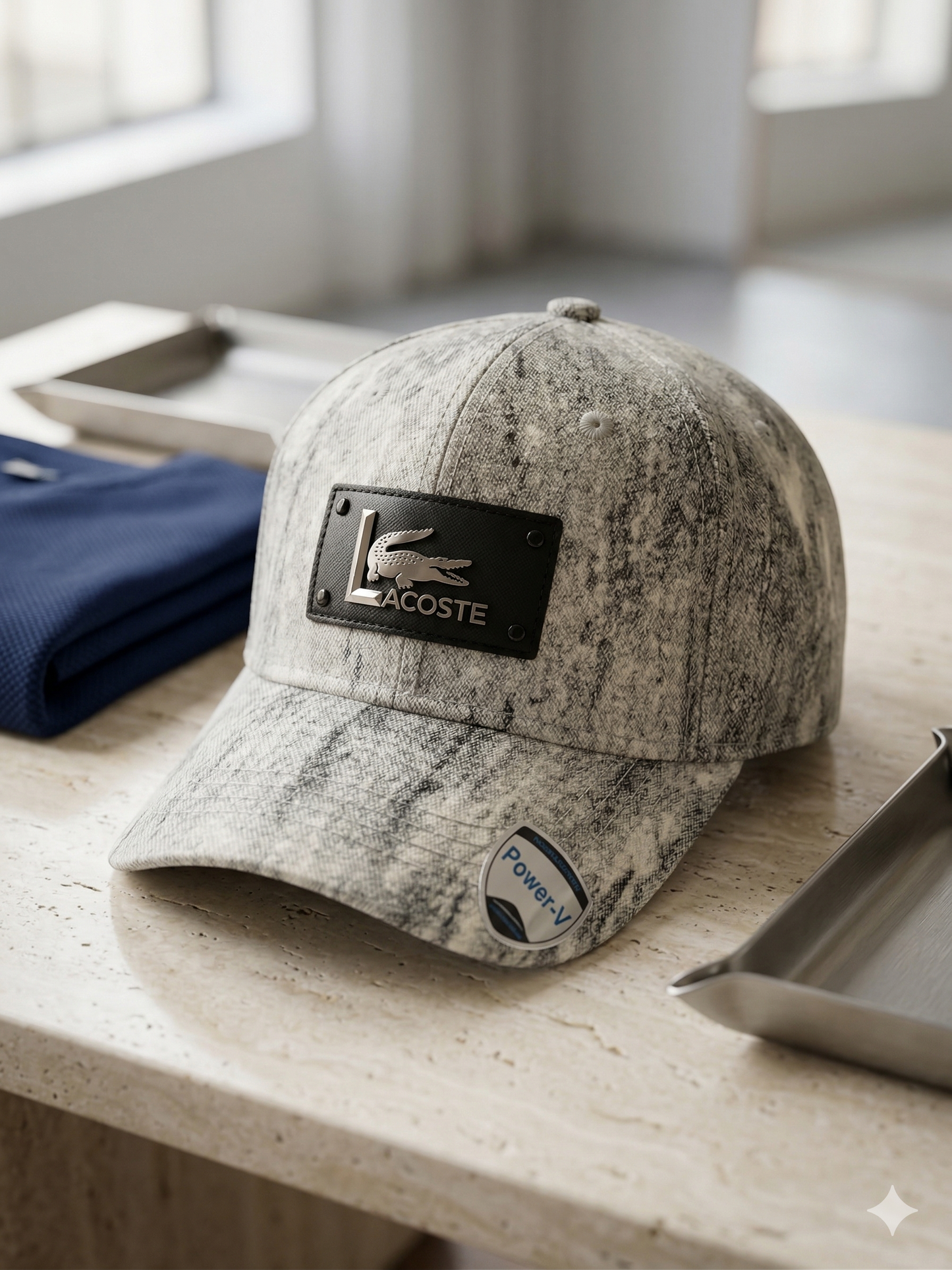 Lacoste Metal Plate Edition – Marble Acid Wash Cotton Cap
