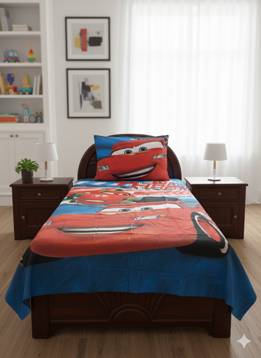 Lightning McQueen Dual-Design Single Quilt Cover Set