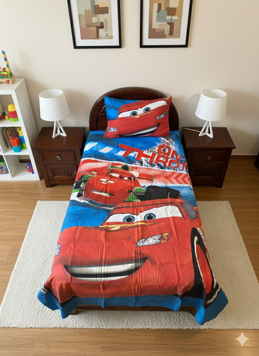 Lightning McQueen Dual-Design Single Quilt Cover Set