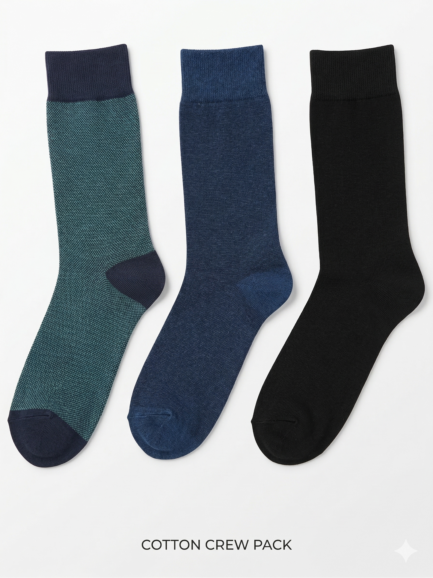 BOSS Pack of 3 Premium Cotton Socks (Blue, Black and Green)