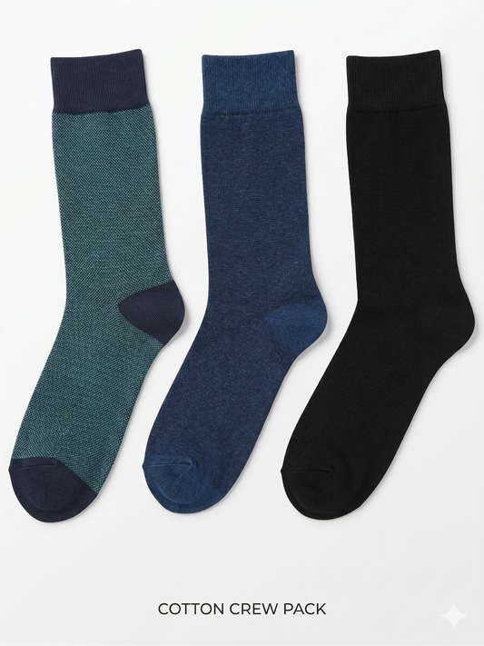 BOSS Pack of 3 Premium Cotton Socks (Blue, Black and Green)