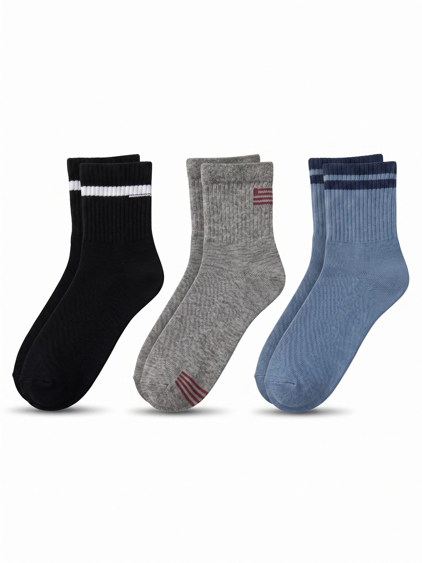 Boss Quarter Socks Pack of 3 (Blue, Grey and Black)
