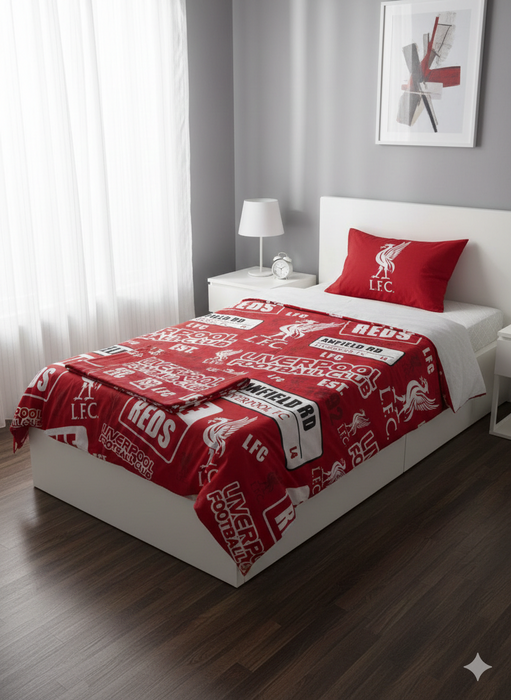 Liverpool FC™ Luxury Red Single Bedsheet – Anfield Heritage Edition