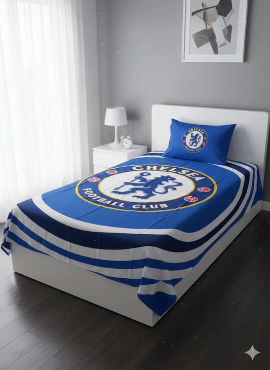 Chelsea FC™ Luxury Blue & White Single Bedsheet