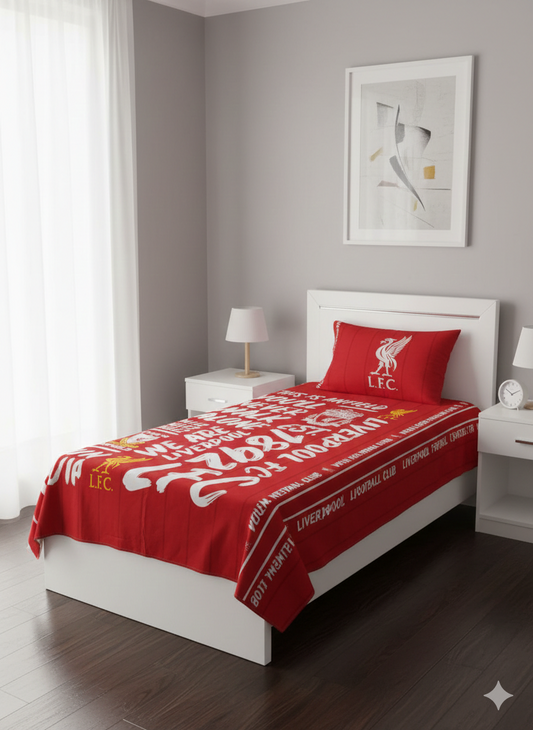 Liverpool FC™ Luxury Red Single Bedsheet – Red Devils Elite Edition