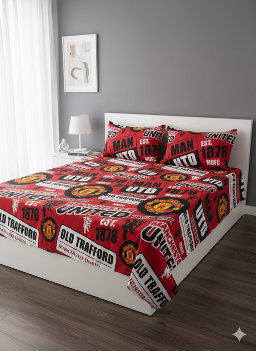 Manchester United™ Elite Red Foamed Luxury Double Bedsheet