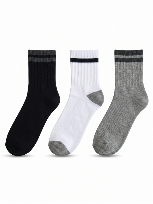 Boss Quarter Socks Pack of 3 (Black, White and Grey)