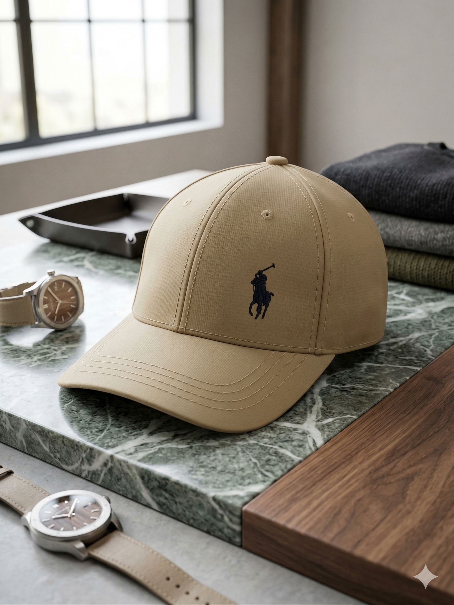 Premium Imported Ralph Lauren Pony Embroidered Cap (Beige)