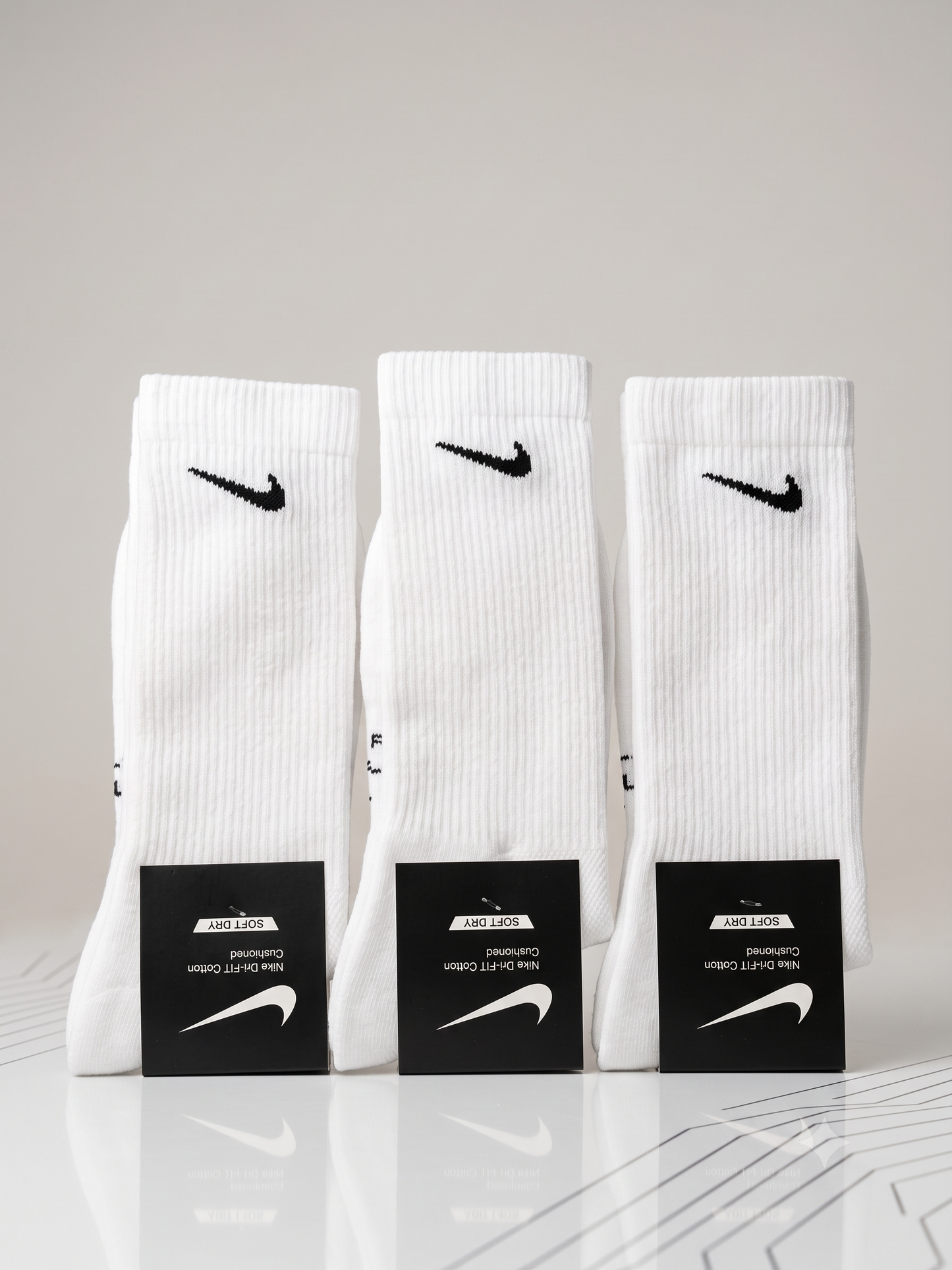 Original Nike Dri-FIT Crew Socks – Pack of 3 (Export Overstock)