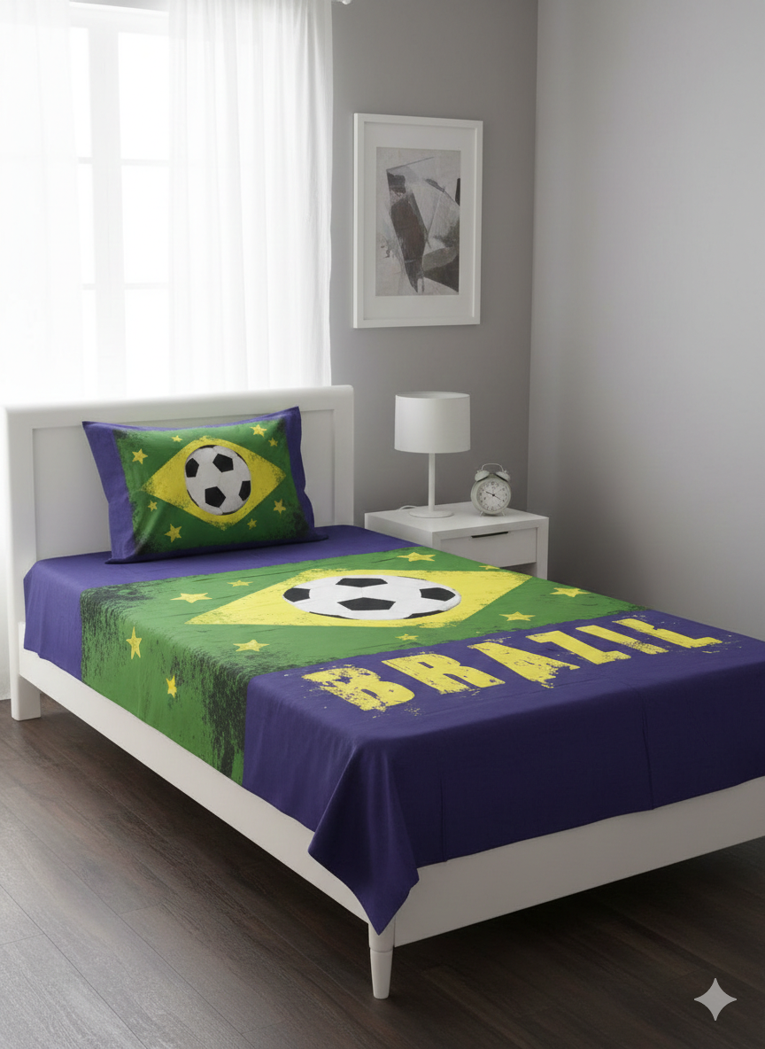 Brazil National Team™ Luxury Green Single Bedsheet – Canarinho Elite Edition