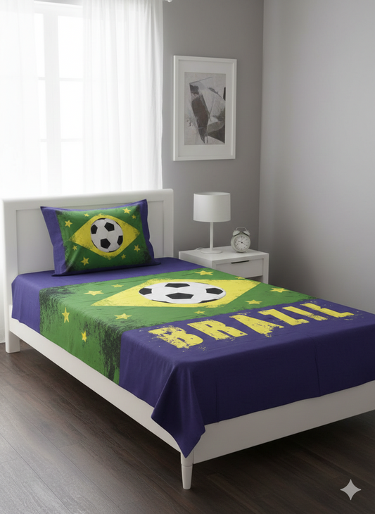 Brazil National Team™ Luxury Green Single Bedsheet – Canarinho Elite Edition